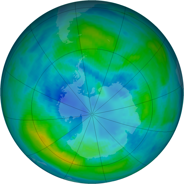 Antarctic ozone map for 10 April 1990